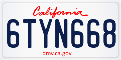 CA license plate 6TYN668