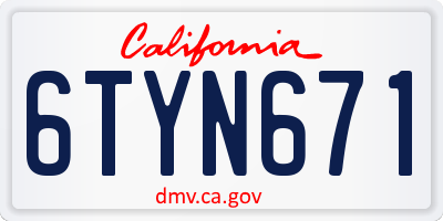 CA license plate 6TYN671