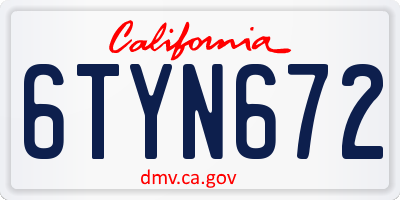 CA license plate 6TYN672