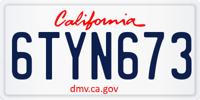 CA license plate 6TYN673