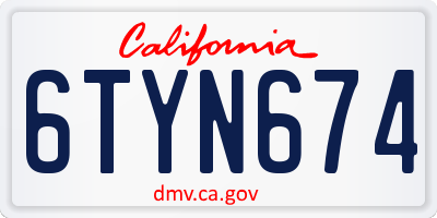 CA license plate 6TYN674