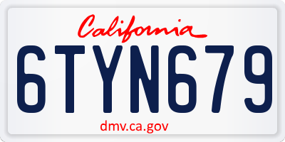 CA license plate 6TYN679