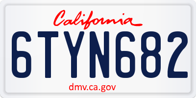 CA license plate 6TYN682