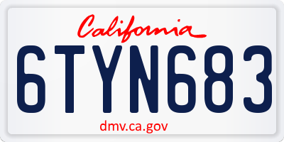 CA license plate 6TYN683