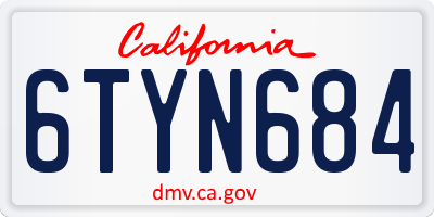 CA license plate 6TYN684
