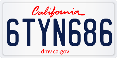 CA license plate 6TYN686
