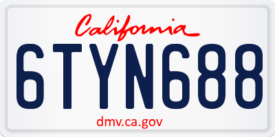 CA license plate 6TYN688