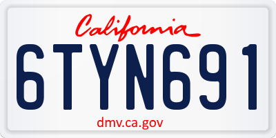 CA license plate 6TYN691