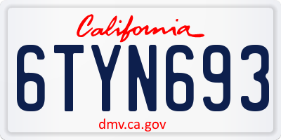 CA license plate 6TYN693