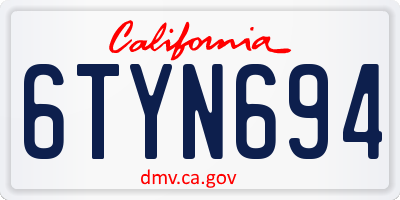CA license plate 6TYN694