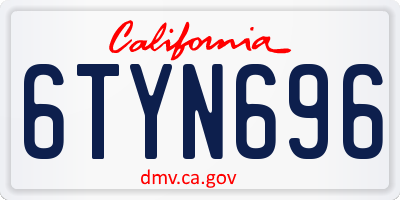 CA license plate 6TYN696