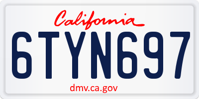 CA license plate 6TYN697