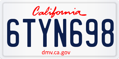 CA license plate 6TYN698
