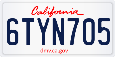 CA license plate 6TYN705