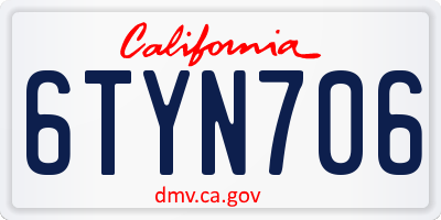 CA license plate 6TYN706