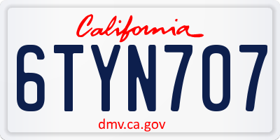 CA license plate 6TYN707