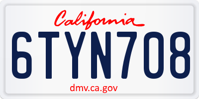CA license plate 6TYN708