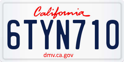 CA license plate 6TYN710