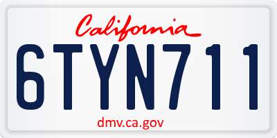 CA license plate 6TYN711