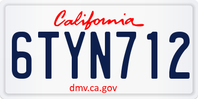 CA license plate 6TYN712