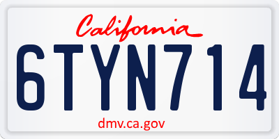CA license plate 6TYN714