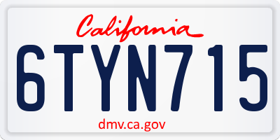 CA license plate 6TYN715