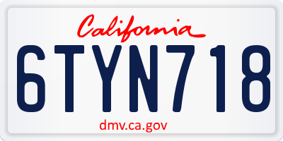 CA license plate 6TYN718