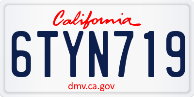 CA license plate 6TYN719