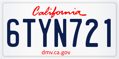 CA license plate 6TYN721