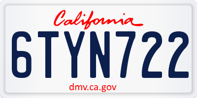 CA license plate 6TYN722