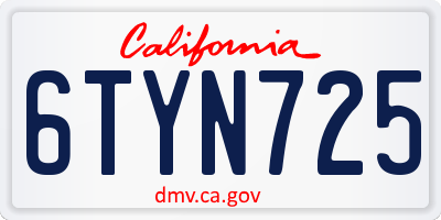 CA license plate 6TYN725