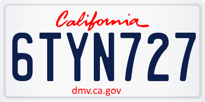 CA license plate 6TYN727
