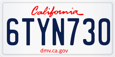 CA license plate 6TYN730