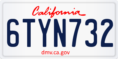 CA license plate 6TYN732