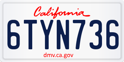 CA license plate 6TYN736
