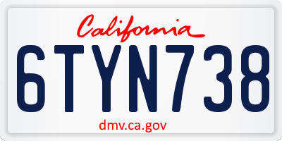 CA license plate 6TYN738