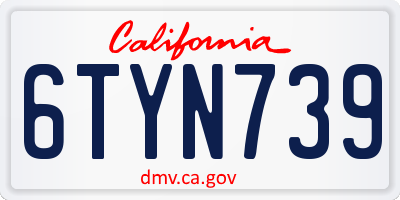 CA license plate 6TYN739