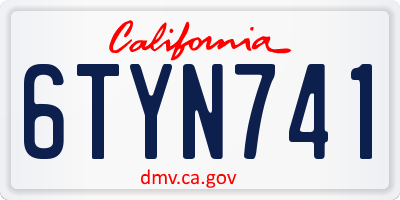 CA license plate 6TYN741