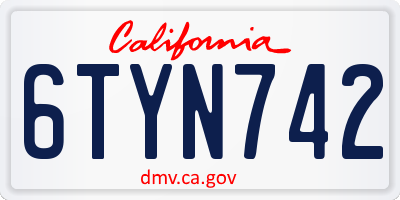 CA license plate 6TYN742