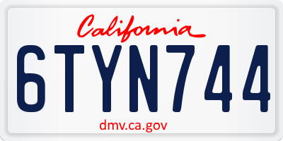 CA license plate 6TYN744