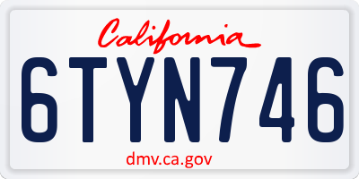 CA license plate 6TYN746