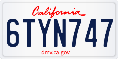 CA license plate 6TYN747