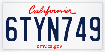 CA license plate 6TYN749