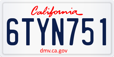 CA license plate 6TYN751