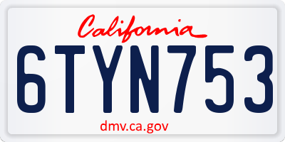 CA license plate 6TYN753
