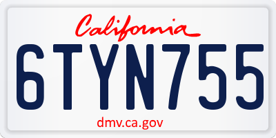 CA license plate 6TYN755
