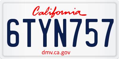 CA license plate 6TYN757