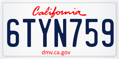 CA license plate 6TYN759