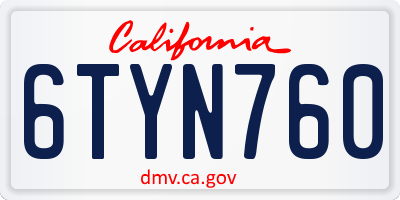 CA license plate 6TYN760