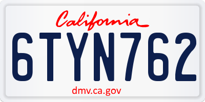 CA license plate 6TYN762